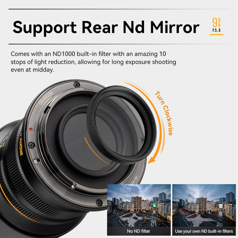The Best Gift for Dad Brightin Star 9mm F5.6 Full Frame Manual Focus Camera Lens Ultra Wide Angle 0 Distortion Lens with ND Filter For Sony E/Nikon Z/Canon RF/L Mount