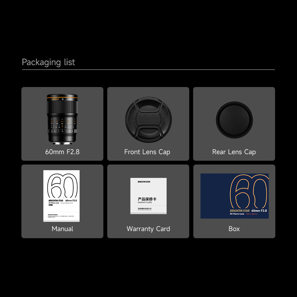 Brightin Star 60mm F2.8 2X Macro APS-C Manual Focus Prime Lens for M43 Mount