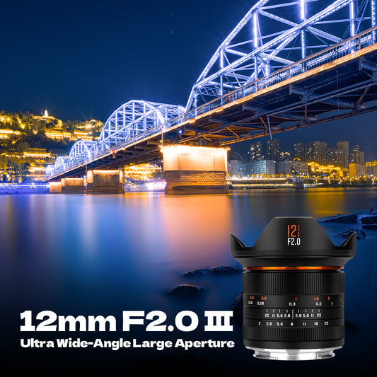 Brightin Star 12mm F2.0 III Ultra Wide-Angle Big Aperture APS-C Cameras Lens, Fit for Canon EF-M/RF Nikon Z M4/3 Sony E Fuji X