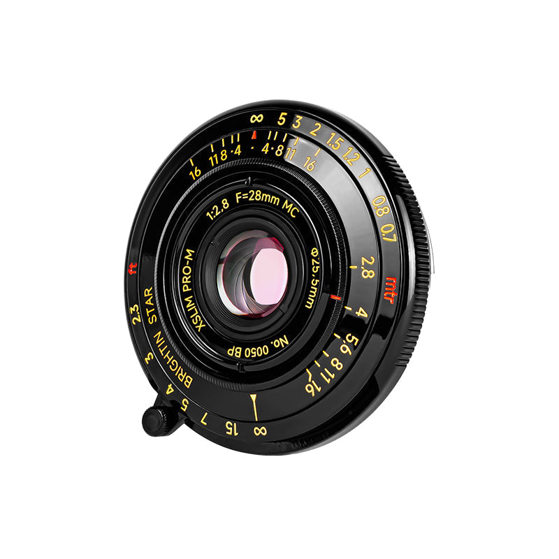 Brightin Star 28mm F2.8 Camera Lens Black Lacquer Ultra-Thin Pancake Lens Wide-Angle Lens Classic Humanistic Lens