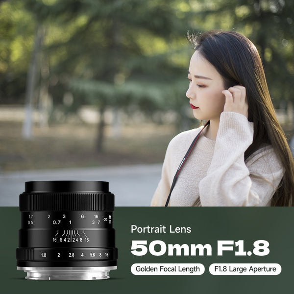 Brightin Star 50mm F1.8 APS-C Manual Focus Lens Fit for Canon EF-M/Sony E/M43/Fuji X/Nikon Z mount