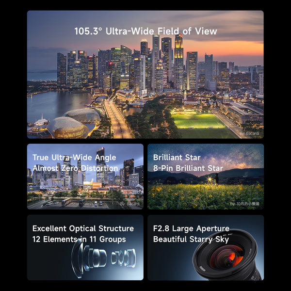 Brightin Star 16mm F2.8 Full Frame Ultral Wide Angle Manual Focus Mirrorless Camera Lens, Fit for L/Canon RF/Nikon Z/Sony E Mount