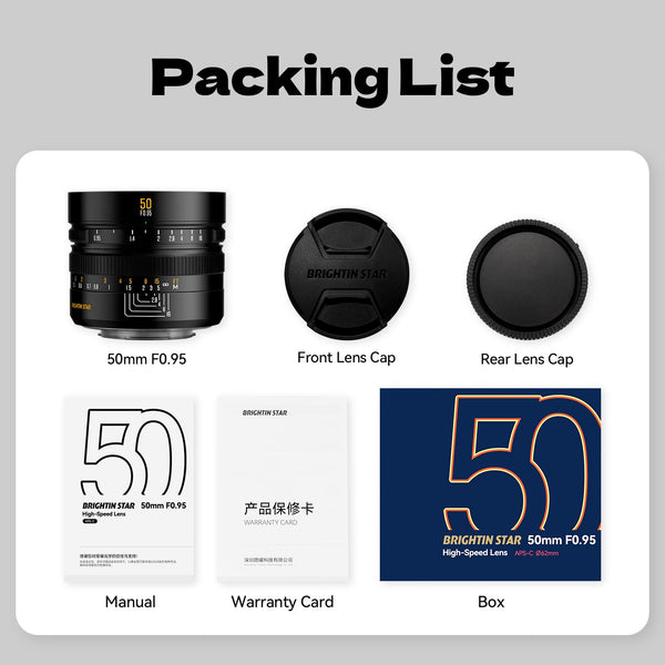 50mm F0.95 APS-C Night God Portrait Star Manual Fixed Focus Lens -Brightin Star