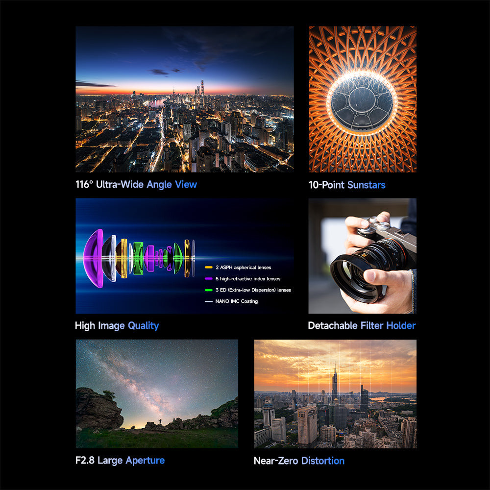 Brightin Star MF 14mm F2.8 Full Frame Ultra Wide Angle Lens for Sony E Mount