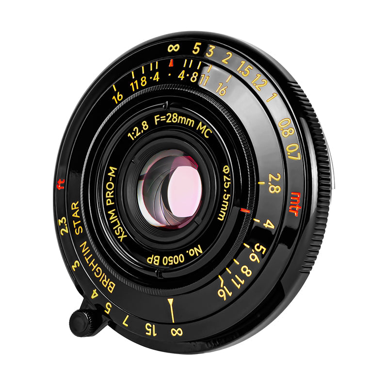 Brightin Star 28mm F2.8 Camera Lens Black Lacquer Ultra-Thin Pancake Lens Wide-Angle Lens Classic Humanistic Lens