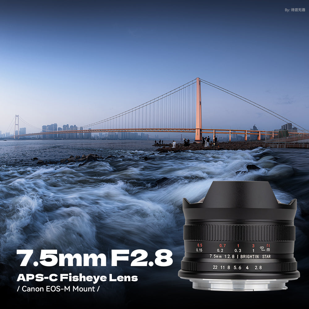 Brightin Star 7.5mm F2.8 Fisheye Manual Focus Prime Lens for Sony E, Canon M, Fuji FX, Nikon Z, M4/3 Mount