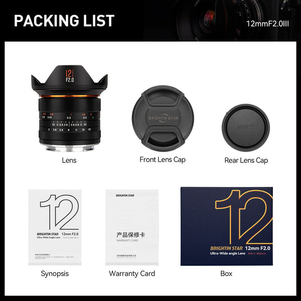 12mm F2.0 III APS-C Ultra Wide-Angle Big Aperture Cameras Lens For Panasonic/Olympus Micro 4/3 Mount