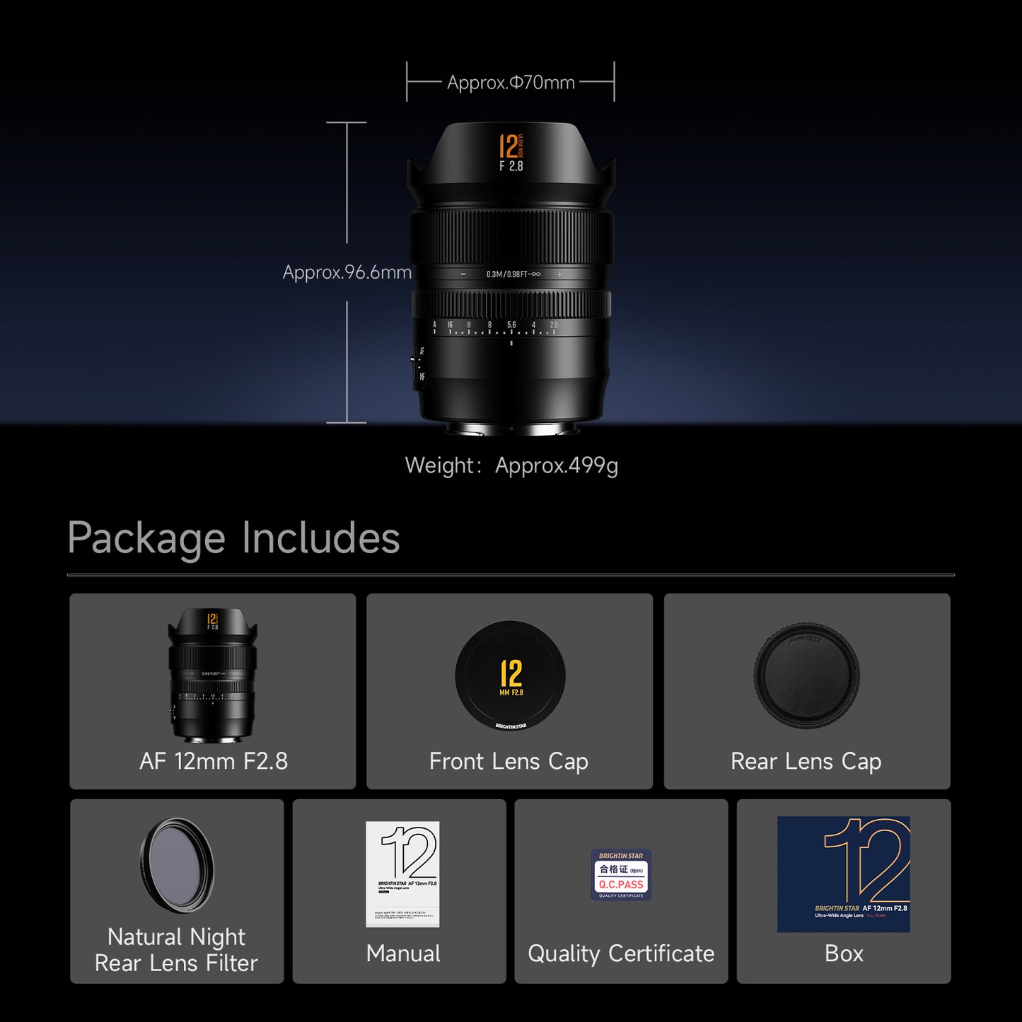 Brightin Star AF 12mm F2.8 Full Frame Ultra Wide Angle Auto Focus Lens