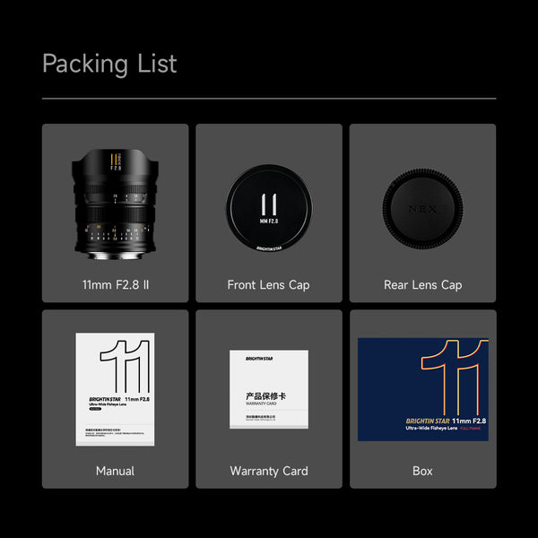 Brightin Star 11mm F2.8 II Fisheye Lens 182° Full Frame Ultra Wide Angle Manual Focus for Canon RF Mount