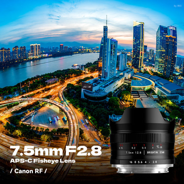 7.5mm F2.8 APS-C Fisheye Manual Focus Lens With ND Filter for Canon RF Mount