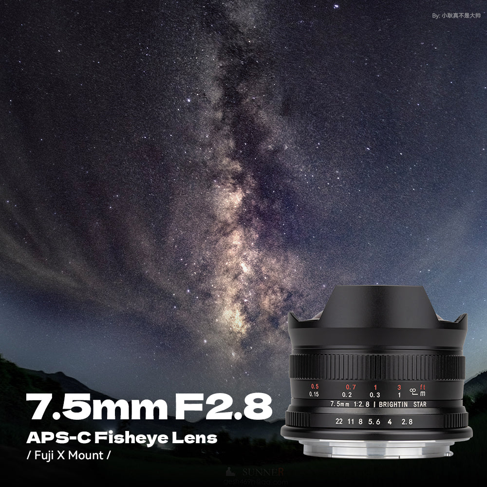 Brightin Star 7.5mm F2.8 Fisheye Manual Focus Prime Lens for Sony E, Canon M, Fuji FX, Nikon Z, M4/3 Mount