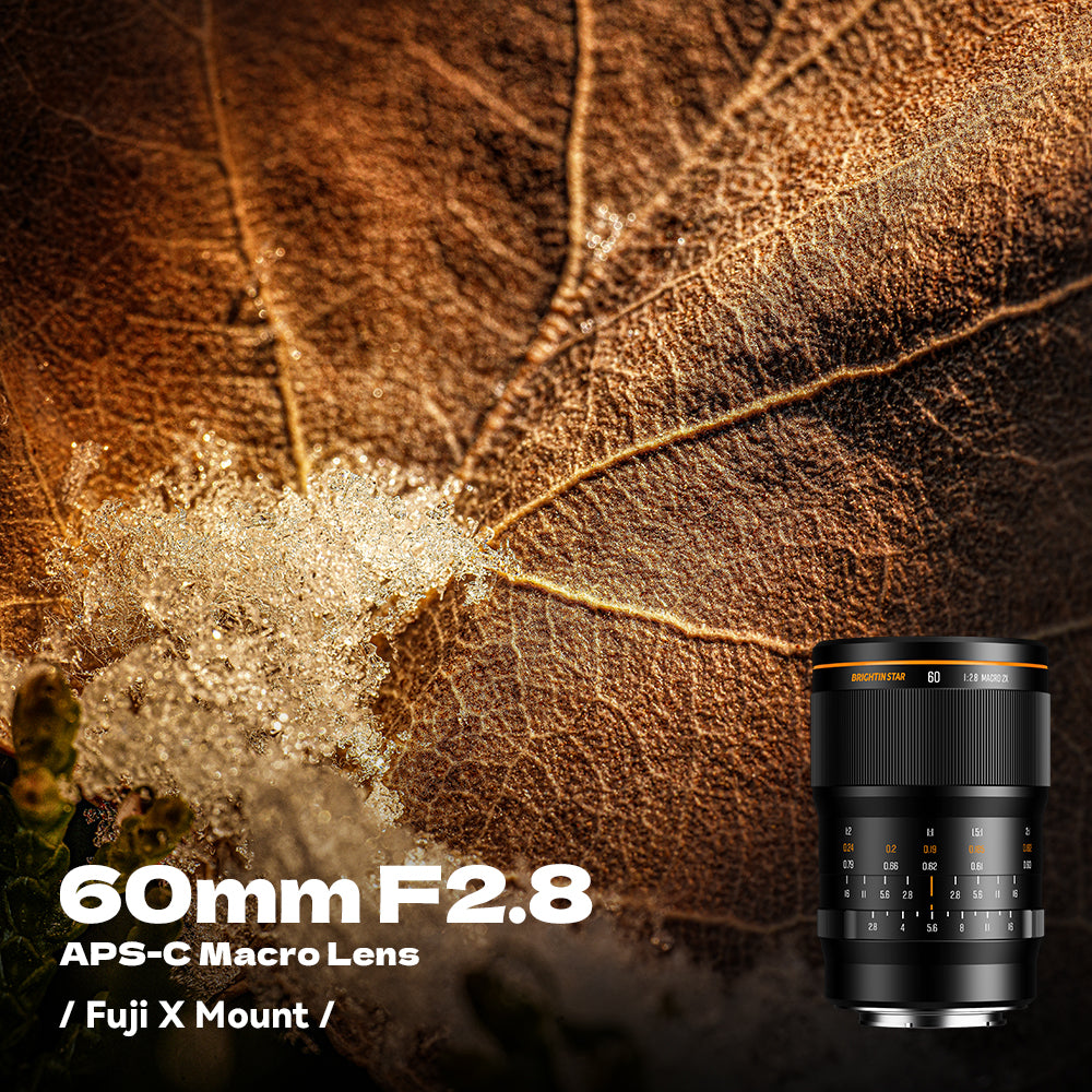 Brightin Star 60mm F2.8 2X Macro APS-C Manual Focus Prime Lens for Fuji X Mount
