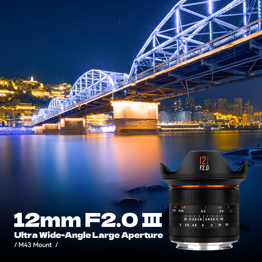 Father's Day Gifts Brightin Star 12mm F2.0 III Ultra Wide-Angle Big Aperture APS-C Cameras Lens, Fit for Canon EF-M/RF/Nikon Z/M4/3/Sony E/Fuji X