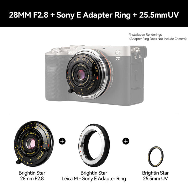 Exclusive  25.5mm ultra-thin UV filter (only 1mm thick) - fits Leica/Sigma/Panasonic L/Canon RF/Nikon Z/Sony E/Fuji X/GFX adapters - designed for 28mm F2.8 lenses