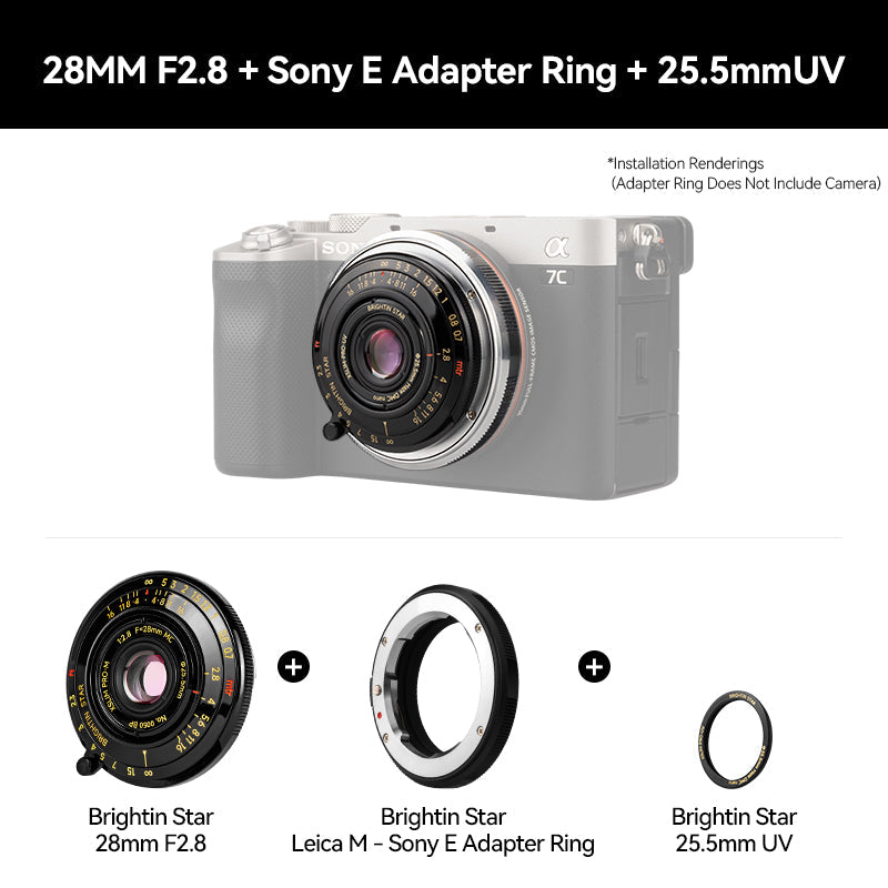 28mm F2.8 Camera Lens Black Lacquer Ultra-Thin Pancake Lens - Brightin Star