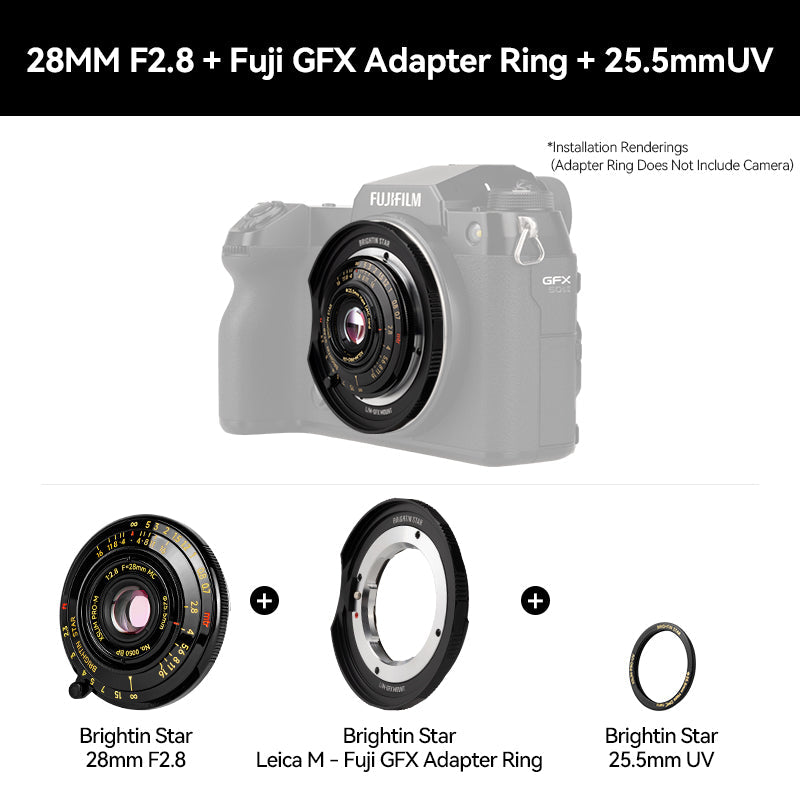 Exclusive 25.5mm UV Protection Filter (Only 1mm) Leica/Sigma/Panasonic L Canon RF Nikon Z Sony E Fujifilm X Fujifilm GFX Adapter Ring For 28mm F2.8 Lens