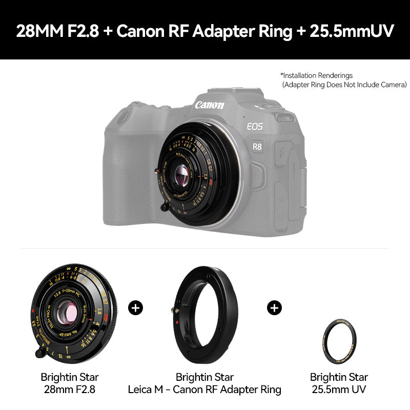 Exclusive 25.5mm UV Protection Filter (Only 1mm) Leica/Sigma/Panasonic L Canon RF Nikon Z Sony E Fujifilm X Fujifilm GFX Adapter Ring For 28mm F2.8 Lens