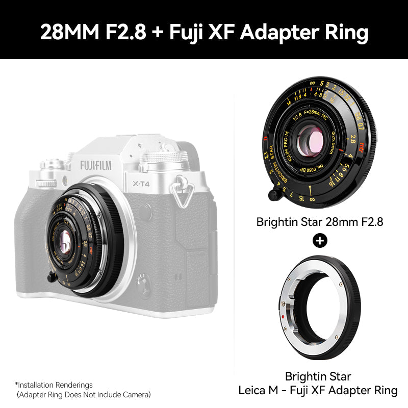 Brightin Star 28mm F2.8 Camera Lens Black Lacquer Ultra-Thin Pancake Lens Wide-Angle Lens Classic Humanistic Lens