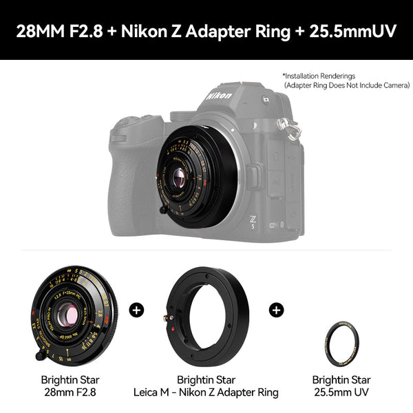 Exclusive  25.5mm ultra-thin UV filter (only 1mm thick) - fits Leica/Sigma/Panasonic L/Canon RF/Nikon Z/Sony E/Fuji X/GFX adapters - designed for 28mm F2.8 lenses