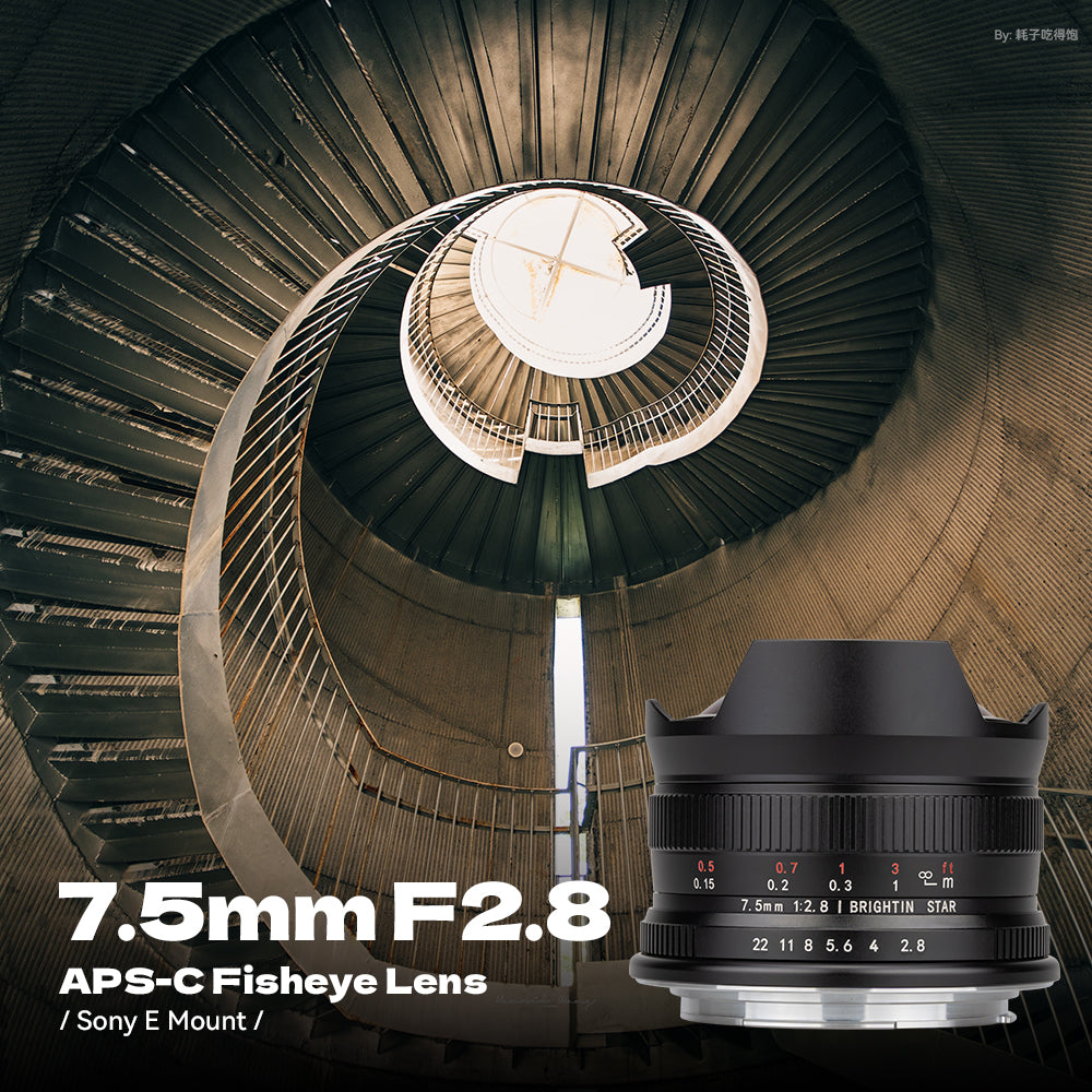 Brightin Star 7.5mm F2.8 Fisheye Manual Focus Prime Lens for Sony E, Canon M, Fuji FX, Nikon Z, M4/3 Mount