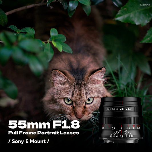 55mm F1.8 Full Frame Large Aperture Manual Focus Mirrorless Camera Lens, Fit for Sony E Mount