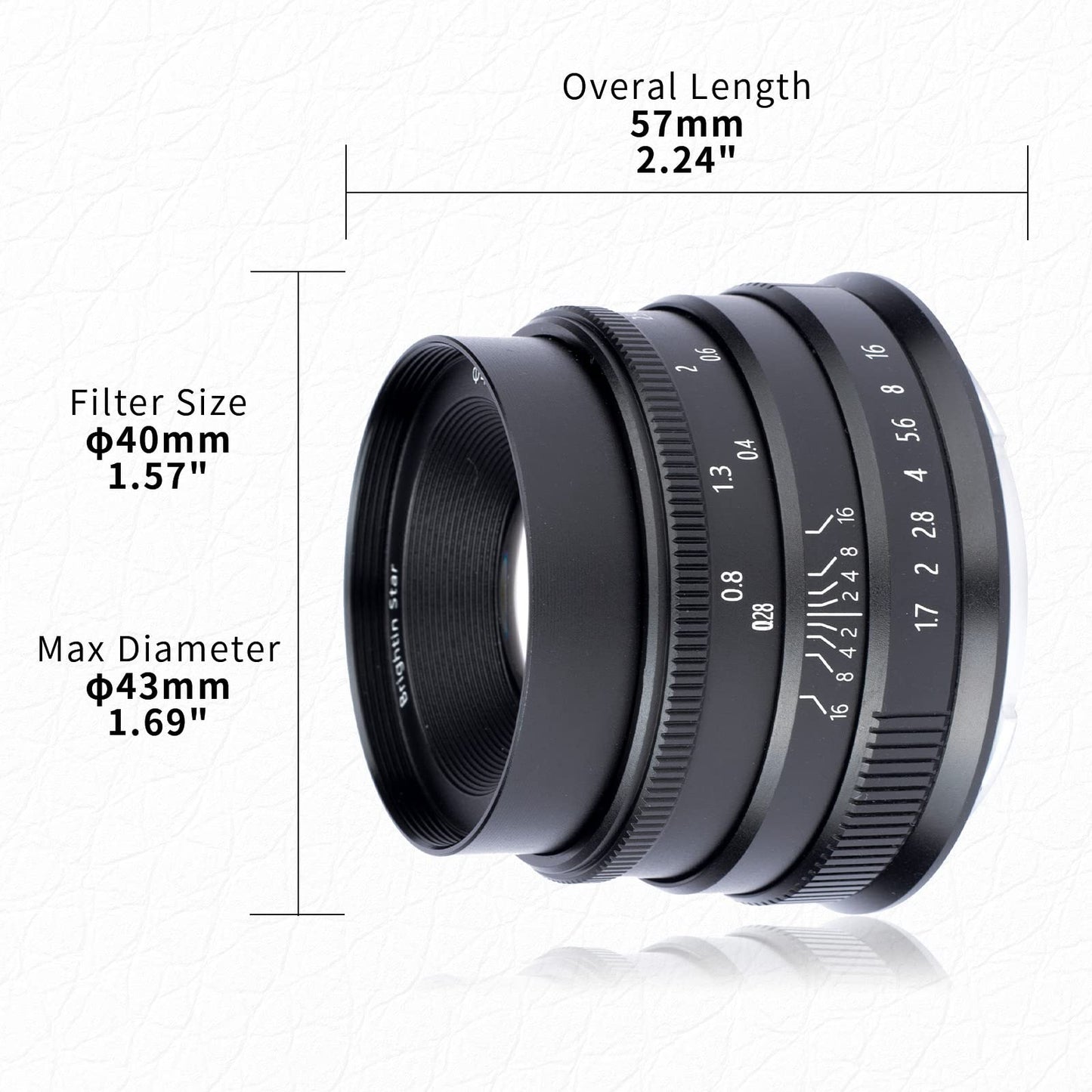 35mm F1.7 Wide-Angle Manual Focus Prime Lens for Panasonic Olympus Micro 4/3 Mirrorless Cameras, MFT APS-C Large Aperture, Fit for LUMIX G7, G7KS, GX85, GX9, G95, GH5, GH6, G100, G9