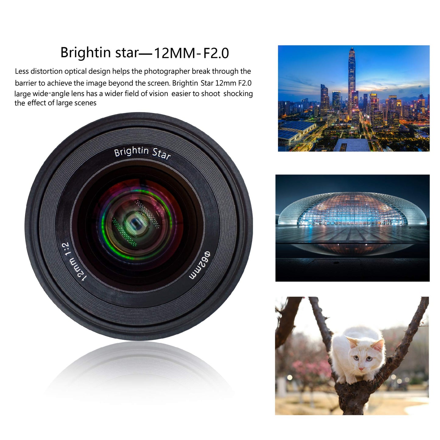 12mm F2.0 Ultra Wide-Angle Big Aperture APS-C Manual Focus Mirrorless Cameras Lens, Fit for Canon EOS-M Mount