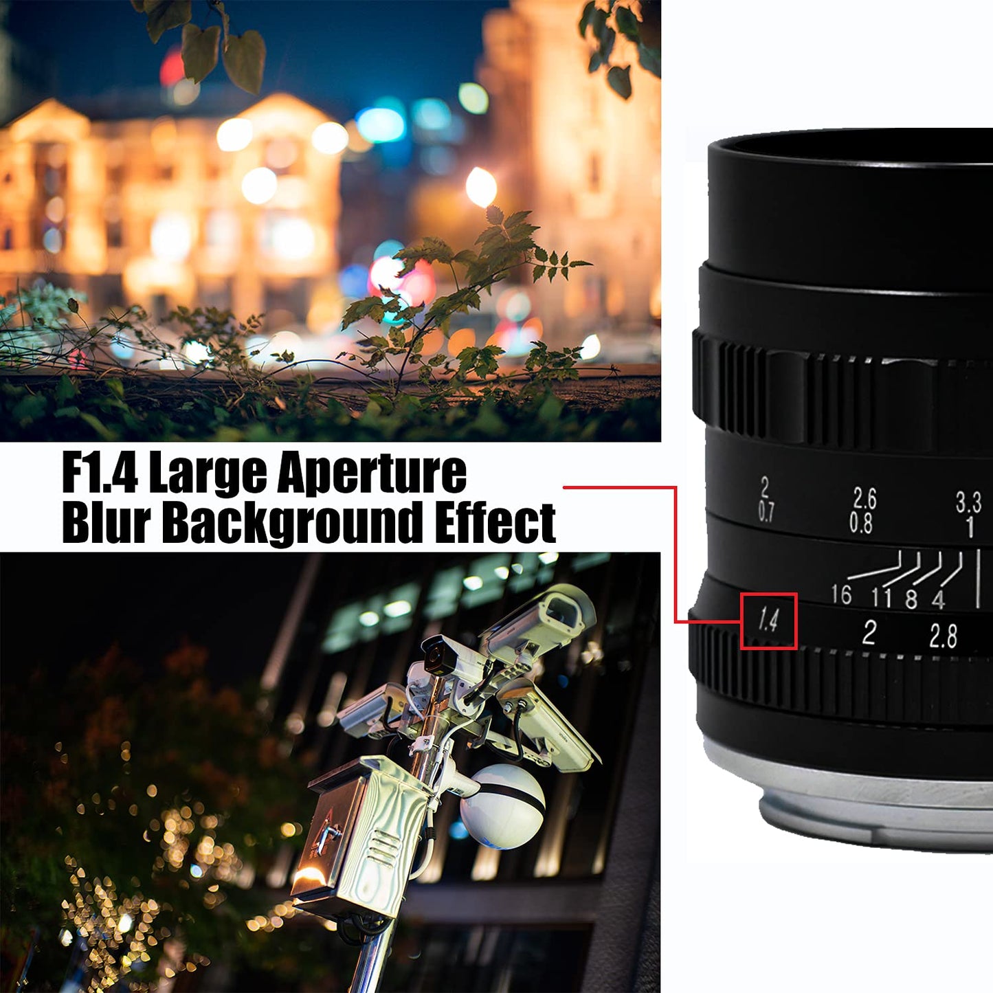 50mm F1.4 Manual Focus Prime Lens for Panasonic Olympus Micro 4/3 Mirrorless Cameras, APS-C MF Large Aperture Standard Fixed Lens, Fit for LUMIX G7, GX85, GX9, G95, GH5, GH6, G100, G9