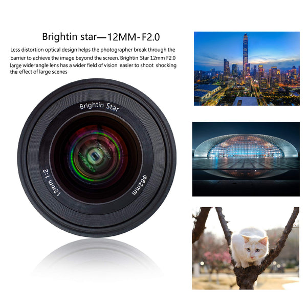 Father's Day Gifts Brightin Star 12mm F2.0 Ultra Wide-Angle Big Aperture APS-C Manual Focus Mirrorless Cameras Lens