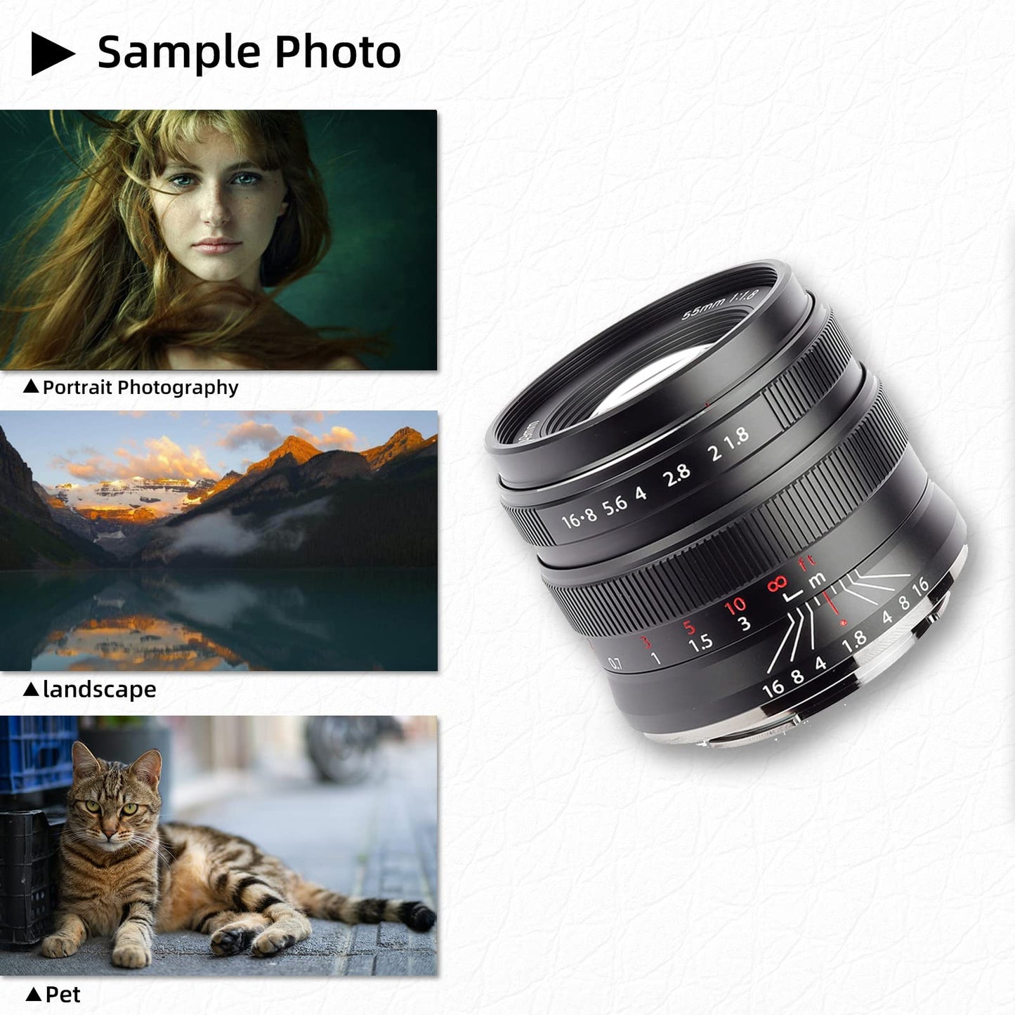 55mm F1.8 Full Frame Large Aperture Manual Focus Mirrorless Camera Lens, Fit for Sony E-Mount