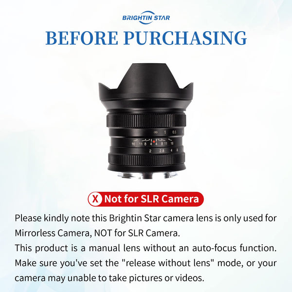 Father's Day Gifts Brightin Star 12mm F2.0 Ultra Wide-Angle Big Aperture APS-C Manual Focus Mirrorless Cameras Lens